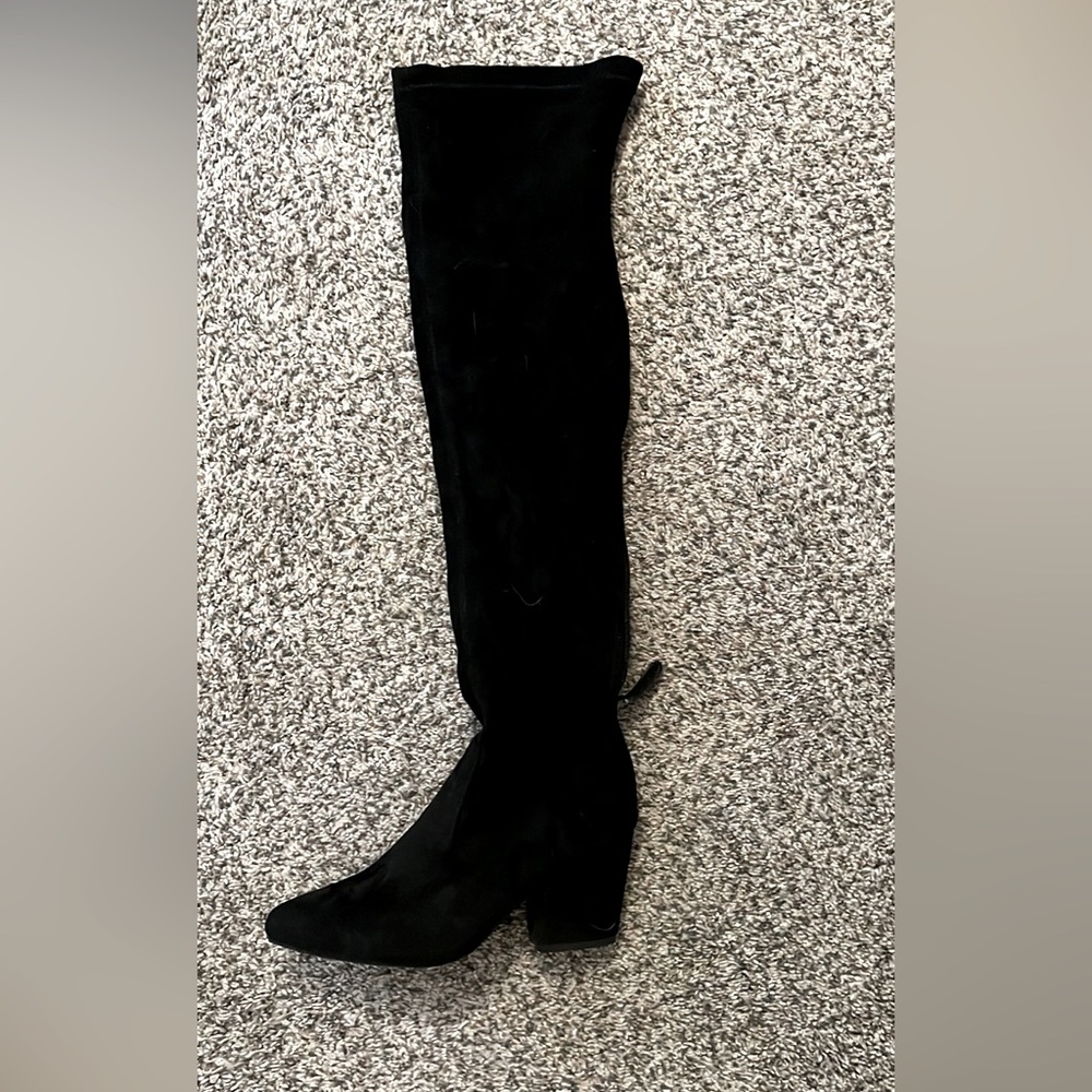 Black suede over knee boot